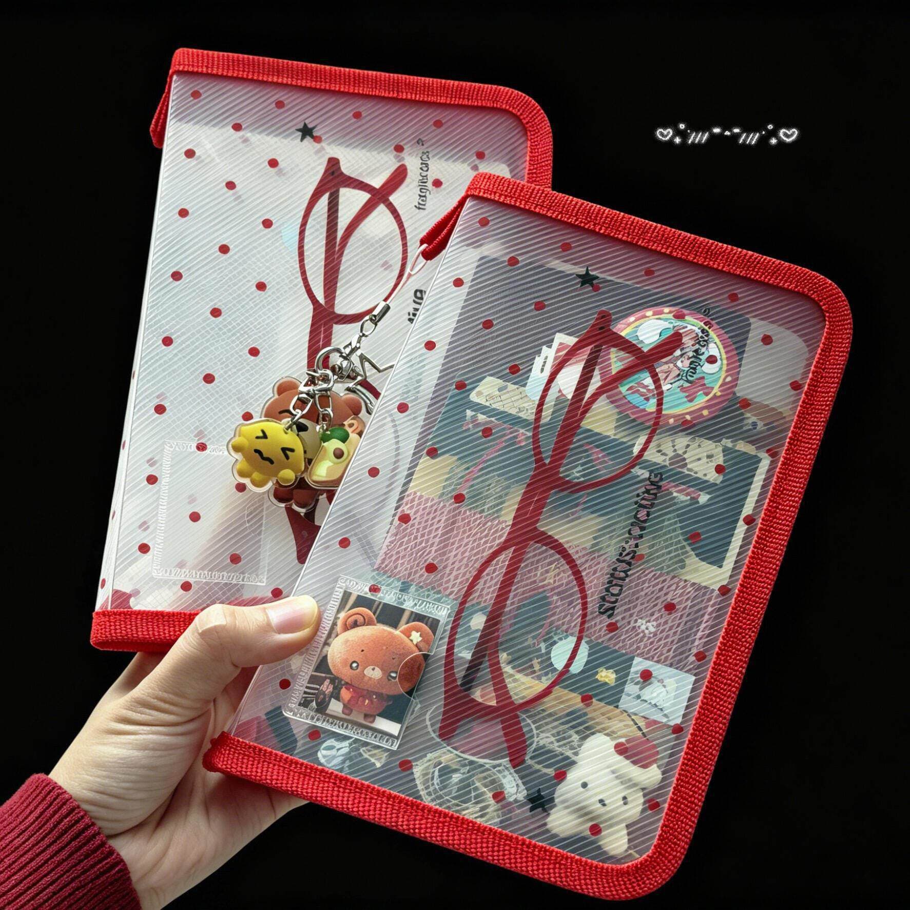 Ins-style Transparent Korean Polka Dot Storage Album 4-Grid Small Card Photo Album A5 Cute Perler Bead Finished Loose-Leaf Card Album