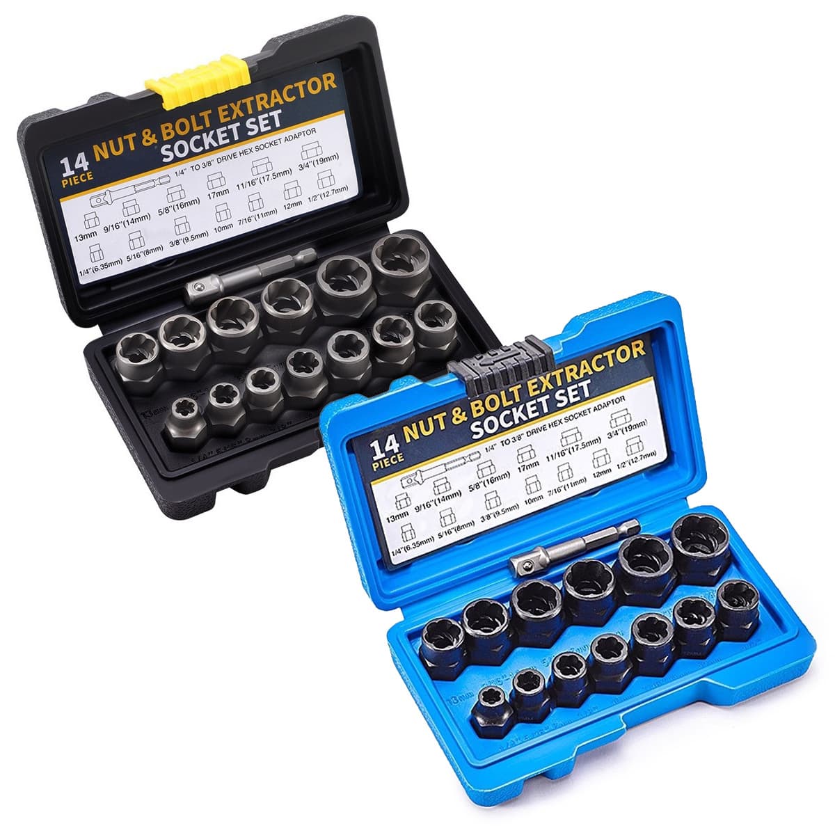 14PC nut extractor reverse thread socket, export hot-selling factory direct supply phosphating removal tool set wholesale