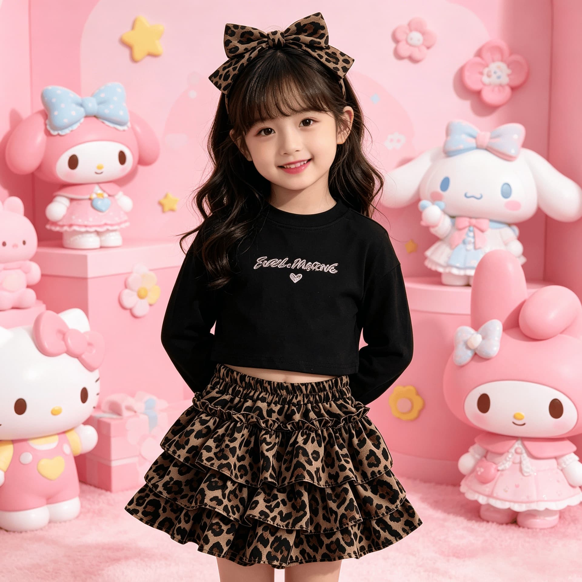 Girls Summer Short Skirt Children's Cake Layered Skirt New Leopard Print Princess Skirt for Big and Medium Kids Stylish and Pretty Puffy Skirt