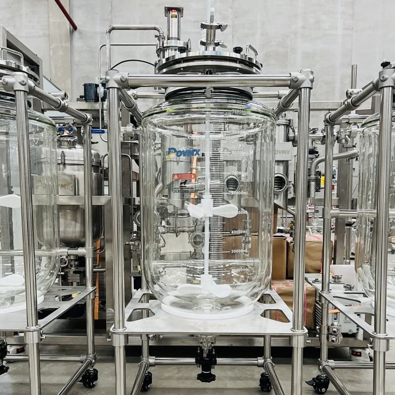 DOVMX 100L Double-Layer Glass Reactor, High Borosilicate Glass, Factory Direct Sale