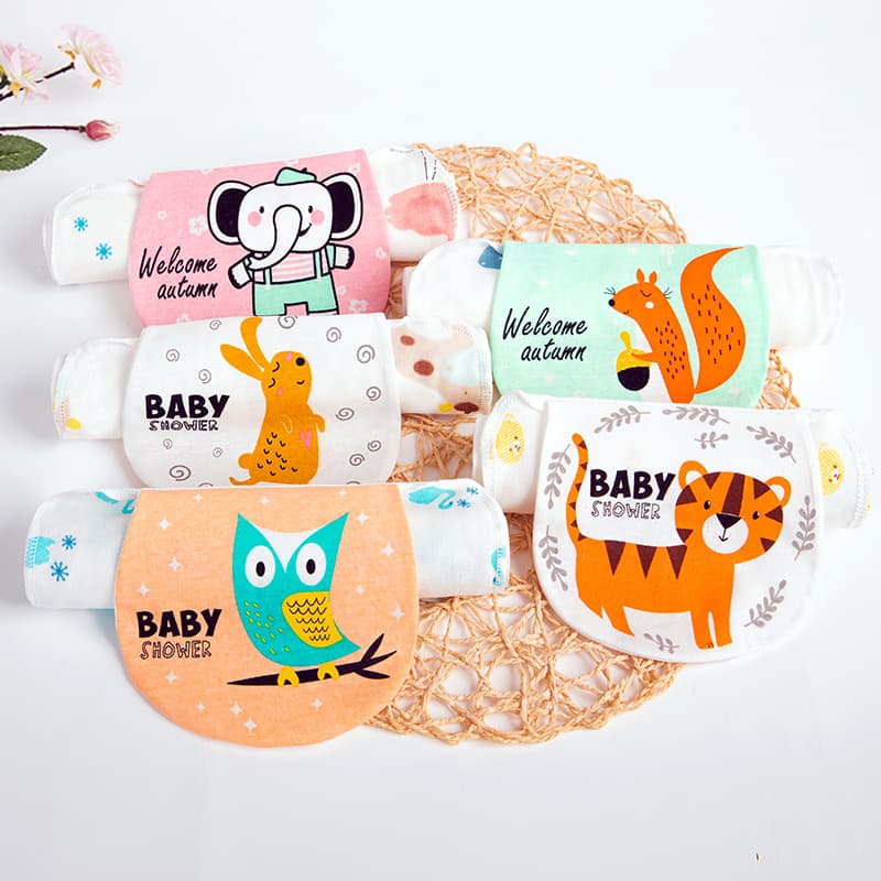 Baby Gauze Sweat Absorbent Towel, Sweat Wiping Infant Class A Four-Layer 6-Cotton Back Pad, Kindergarten Cartoon Sweat Barrier Absorbent