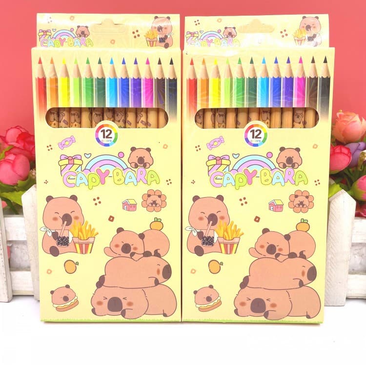 Capybara Kids Drawing Doodle 12-Color Colored Pencils Creative Drawing Student Learning Supplies Stationery Wooden