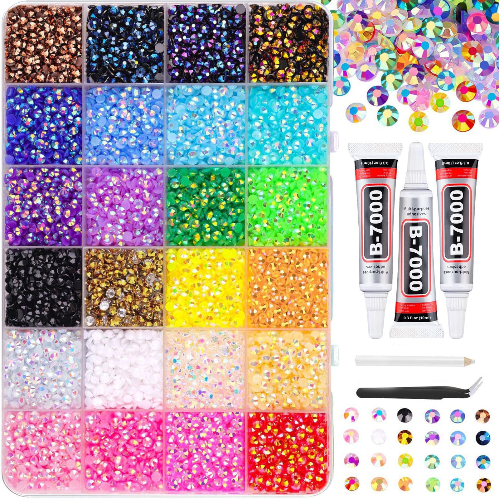 Cross-Border Hot-Selling 3mm Nail Art Sparkling Resin Rhinestone Set, 24-Grid/40-Grid Mixed Ab Color Rhinestones DIY Nail Art Decorations