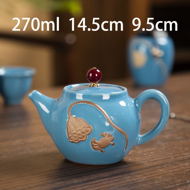 Red Small Teapot for Brewing Tea, Serving Tea, Wedding Single Pot, Ceramic with Engravable Logo, Festive Kung Fu Tea Set for Home Use