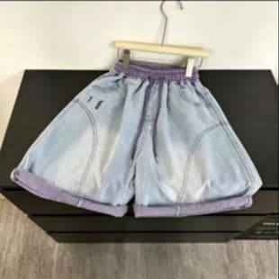 Children's Summer Korean Loose Ripped Contrast Denim Shorts, Unisex, Versatile Fashionable Casual Trendy for Older Kids