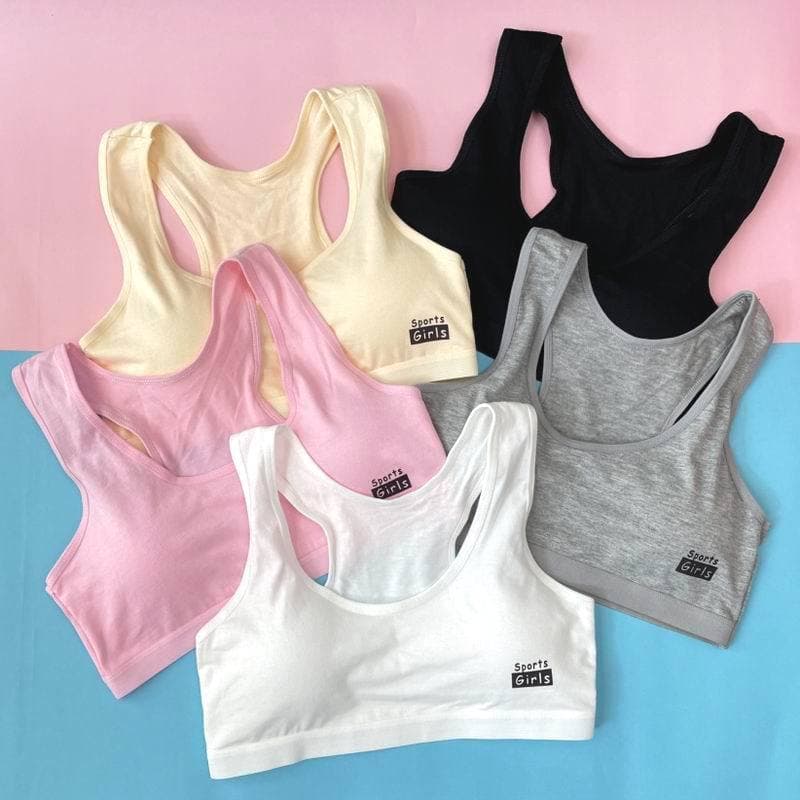 Girls' Development Period Cotton Vest, Wire-Free Bra for Older Children, Junior High and High School Students, Summer Racerback Sports Bra
