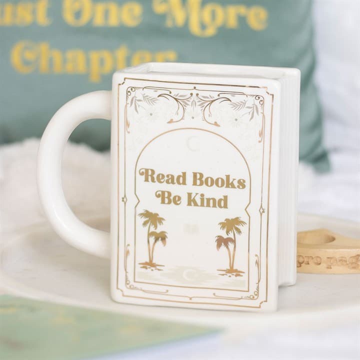 Cross-border Book-shaped Ceramic Mug, Literary Style Read Books Be Kind Printed Cup