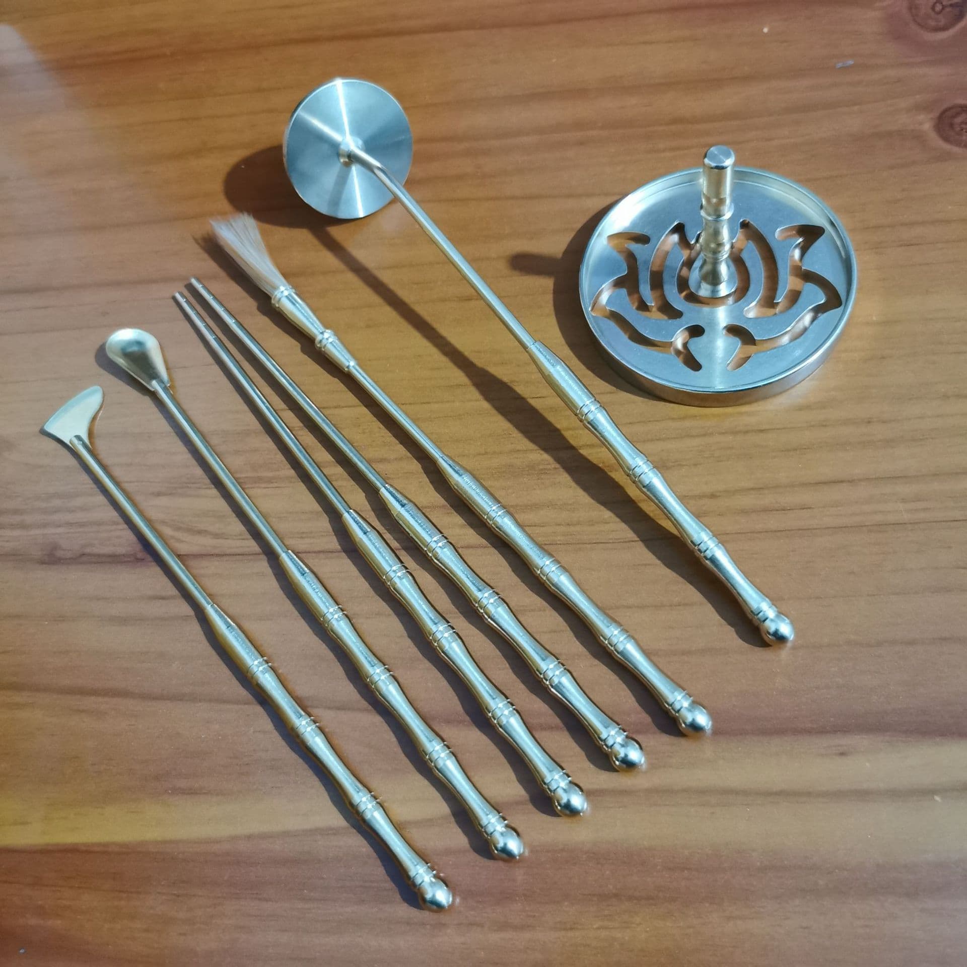 Brass Incense Tool Set Wholesale: Seal Molds, Spoon, Shovel, Ash Press, Brush – TikTok Viral Item