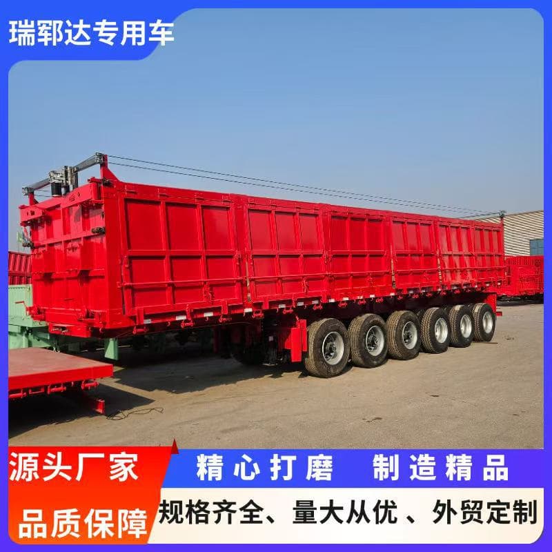 Cross-Border Foreign Trade 3-Axle Box Transport Vehicle Side-Tipping Rear-Tipping Dump Semi-Trailer Bulk Cargo Transport Semi-Trailer Truck Head