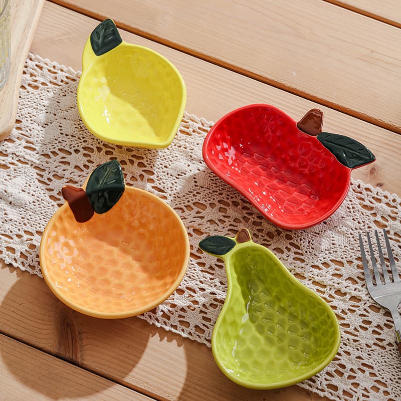 Creative Hand-Painted Fruit Ceramic Plate, Jam Plate, Dip Plate, Sauce Plate, Apple, Pear, Lemon, Orange Small Plate