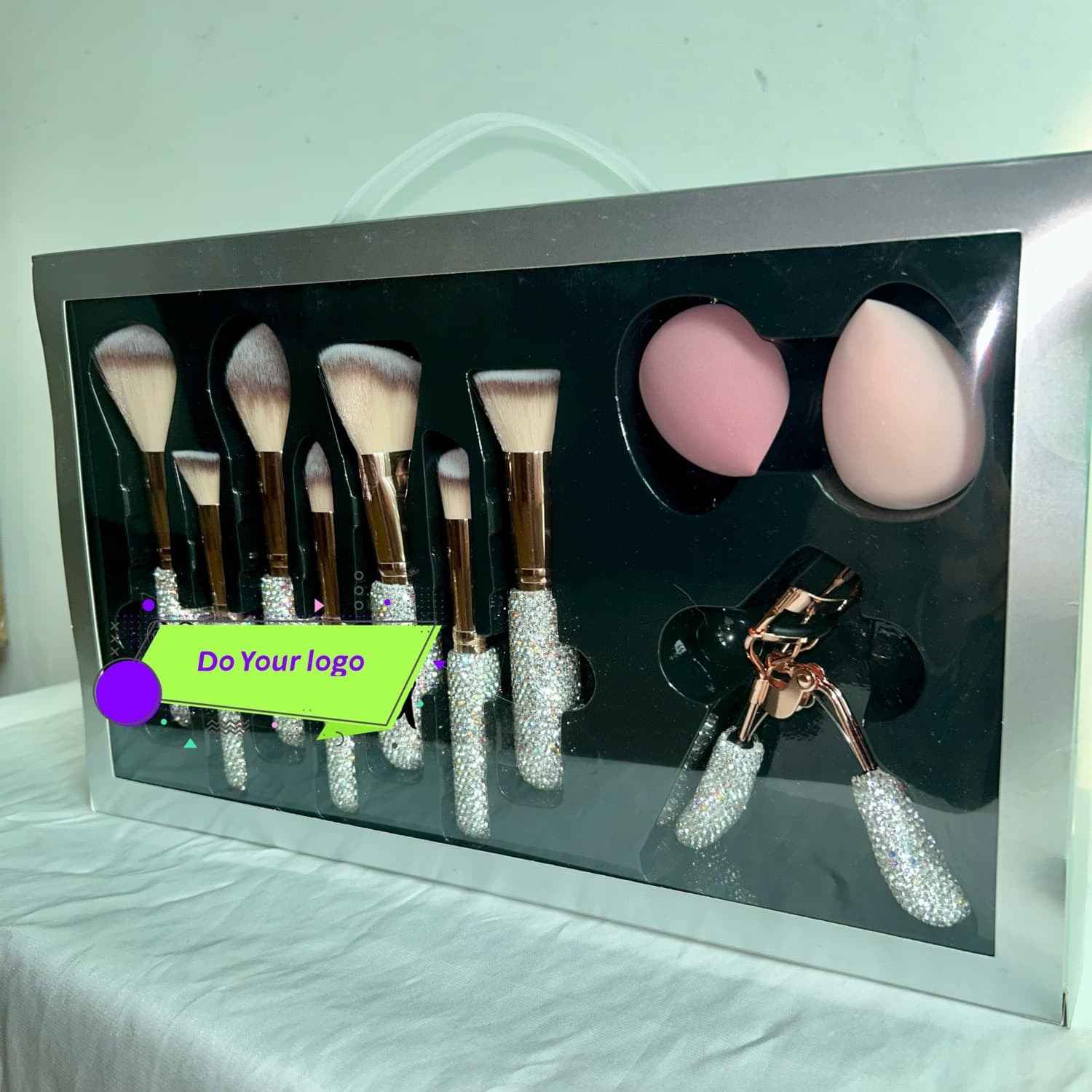 Best Seller Double-Sided Color Box 27-Piece Rhinestone Makeup Brush Set, Diamond Bling Makeup Brushes Set