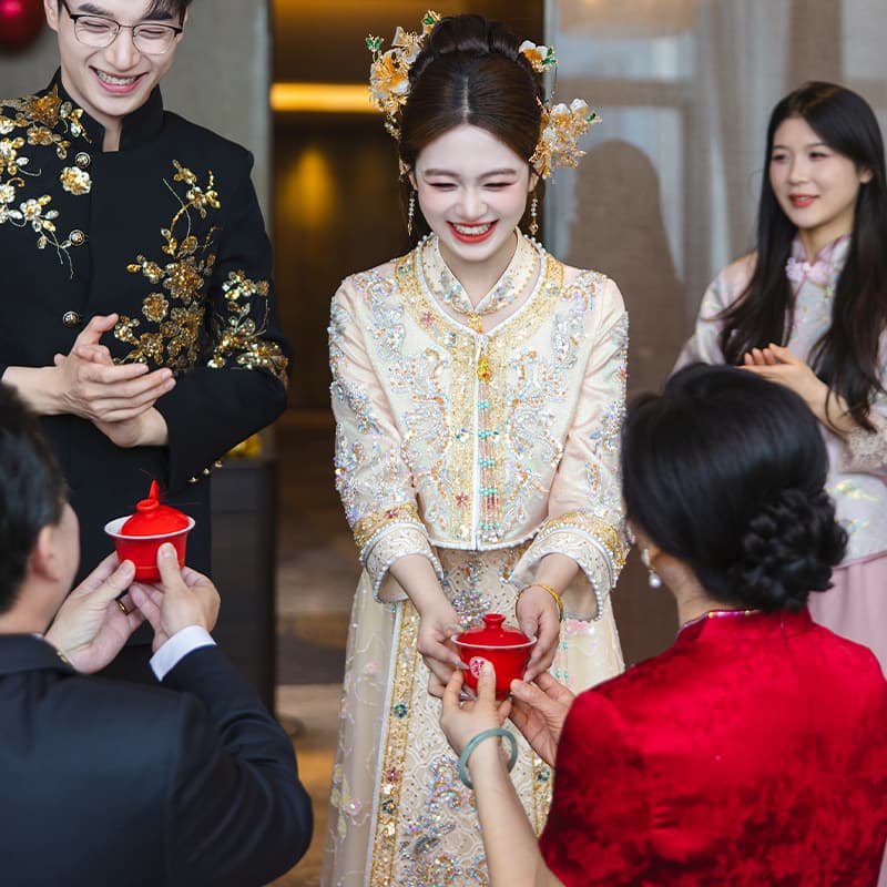 Champagne Xiuhe Clothing Bridal Heavy Industry Slim Luxurious 2026 New Wedding Outfits Dragon and Phoenix Coat Chinese Wedding Clothes