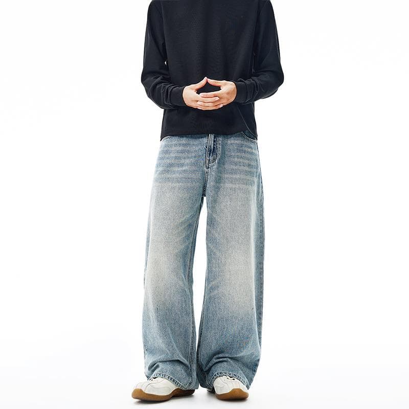 2025 Fall/Winter American-style Multi-color Curved Jeans Unisex Straight Loose Arc Vintage Washed Long Pants
