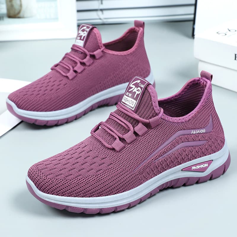 Shoes Women's Summer Breathable Casual Shoes Cross-border Wholesale Flywoven Lace-up Women's Shoes Soft Sole Non-Tiring Running Shoes