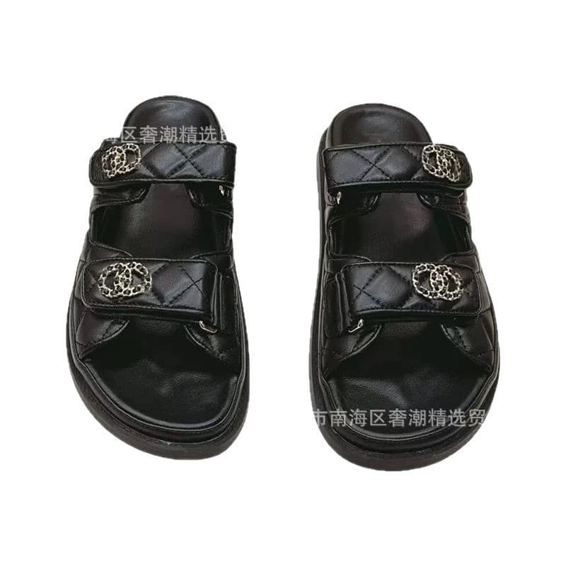 Women's Genuine Leather Flat One-Band Slide Sandals with Diamond Pattern, Thick Sole Roman Style for Daily Beach Wear Summer