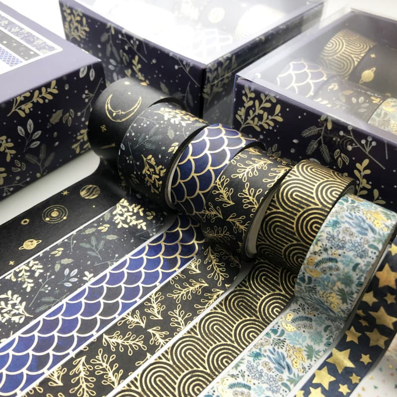 10-Piece Gold Foil Combination Journaling Tape Set Creative Washi Tape DIY Decorative Scrapbooking Tape Kit 3m