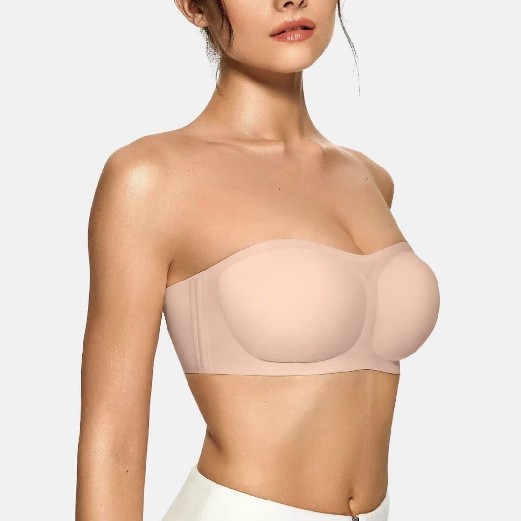 OEAK Women's Strapless Bra Jelly Push-Up Tube Top Bra Non-Slip Wire-Free Soft Support Cross-Border Bra