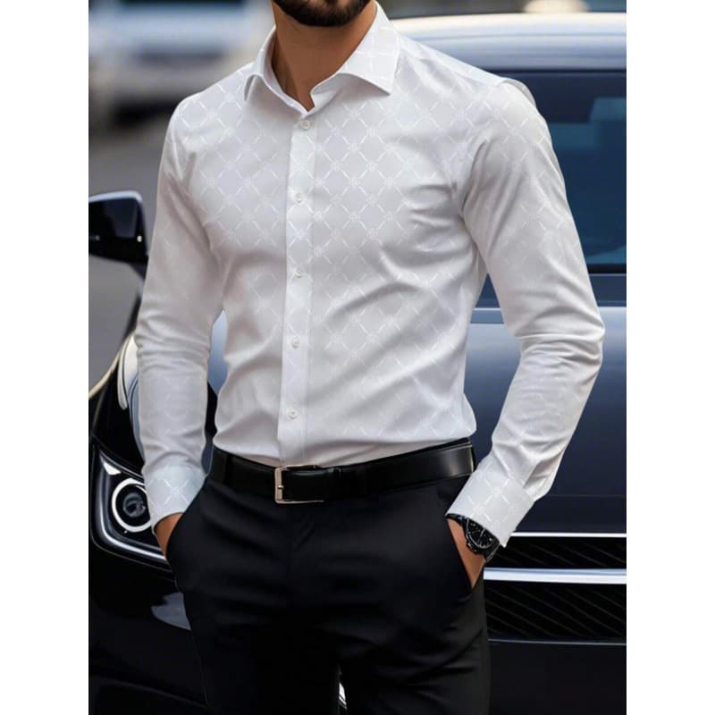 B 61119 Argyle Print Mens Short Shirts Argyle Print Men's Short Sleeve Shirts