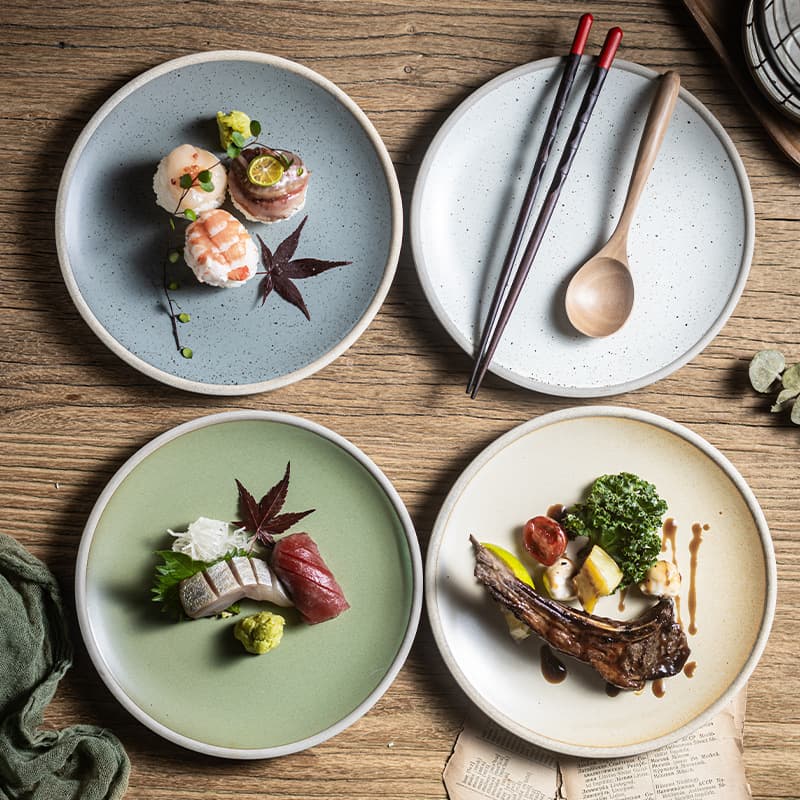 Stoneware Simple Ceramic Plate Wholesale Plate Dinner Plate Home Restaurant Hotel Japanese Cuisine Plate Round Dessert