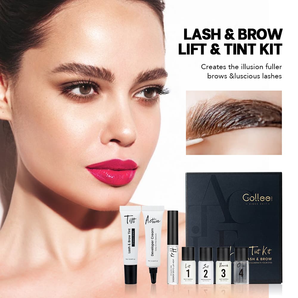 Gollee Eyelash And Brow Dyeing Perming Kit Keratin Eyelash Perming Set Eyelash And Brow Dual Use Dyeing And Perming Box