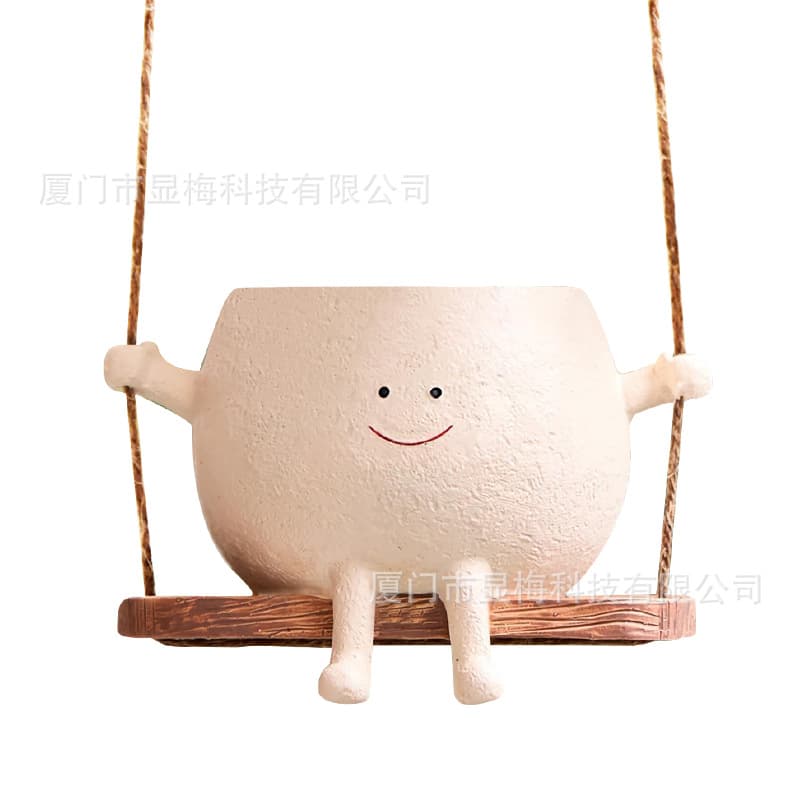 Cross-Border Hot Selling Succulent Flower Pot Cute Smiley Face Creative Small Swing Flower Pot Internet Celebrity Personality Resin Flower Pot Decoration