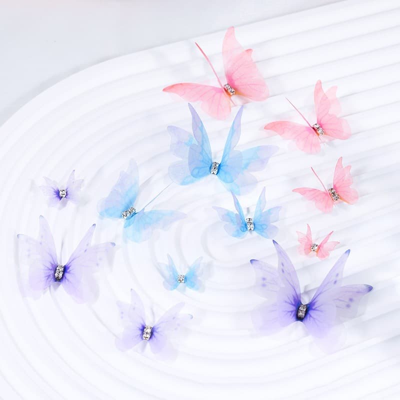 2cm-3cm Mini Gauze Butterfly Double Layer Handmade DIY Decoration Material Accessories Headwear Hair Accessories Face Sticker Butterfly