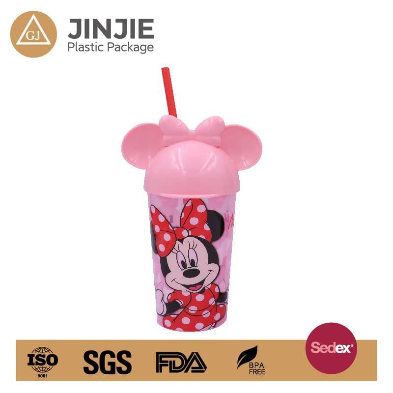 WOW High-Temperature Resistant Travel Cup Cute Cartoon Drink Cup Milk Tea Cup Coffee Cup Lid Straw Cup Plastic Cup PP