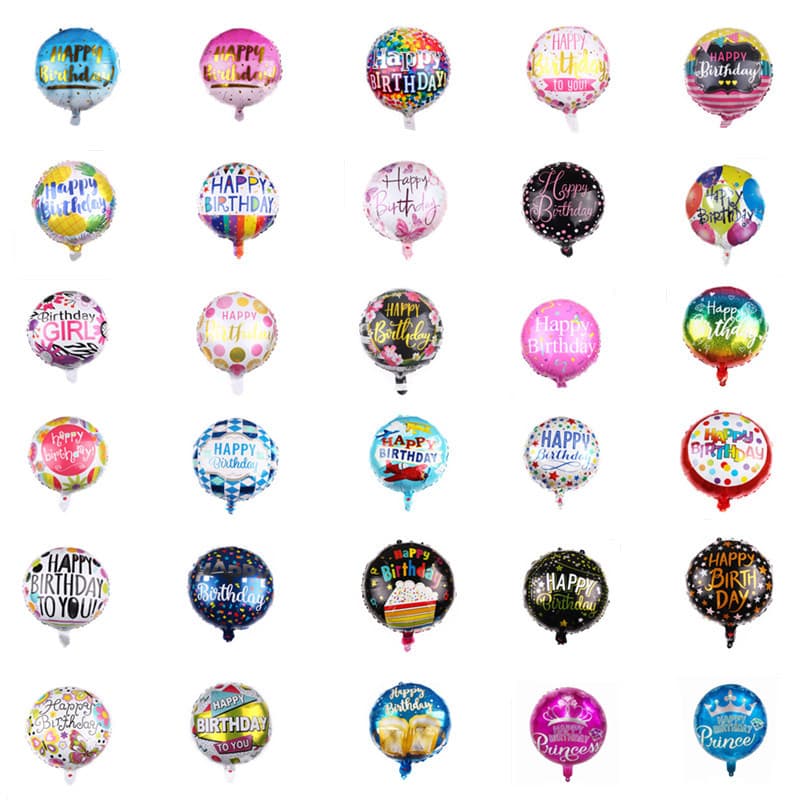 New 18-inch Round Happy Birthday Foil Balloon Birthday Party Decoration Balloon Wholesale