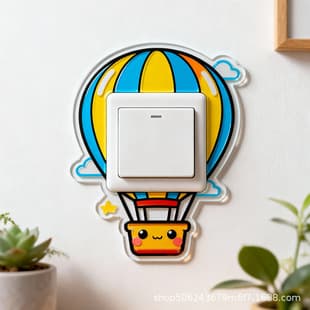 Switch Sticker Home Decorative Wall Sticker Moisture-Proof Anti-Fouling Wall Sticker Acrylic Switch Sticker Cute Anime Creative Cartoon