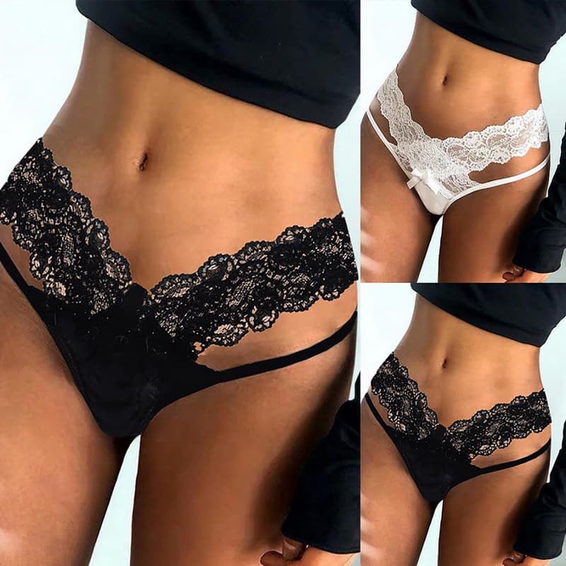 Sexy Women's Lace Transparent Underpants Low Waist Thong Style Foreign Trade European American Fashion