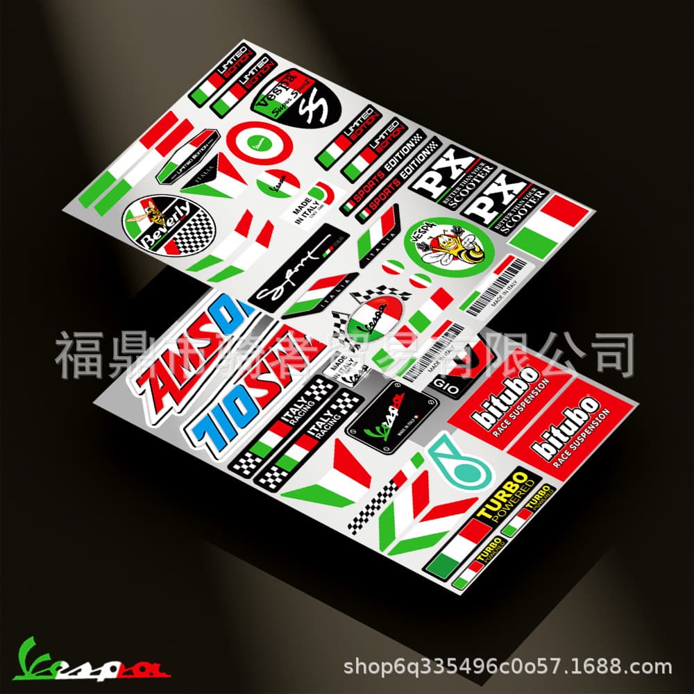 Vespa Reflective Stickers for Motorcycle Custom Decals Helmet Stickers Body Graphics