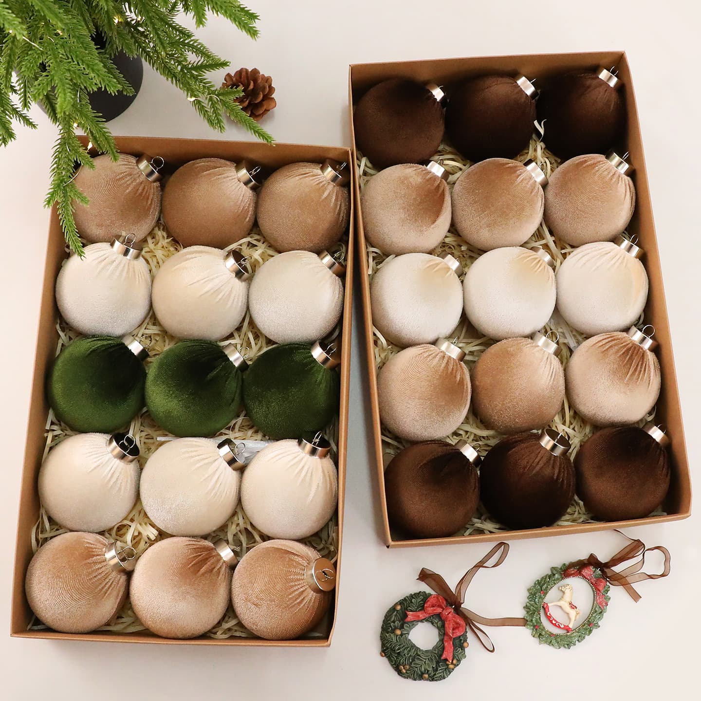 Amazon's popular 8cm/15PCS velvet-wrapped Christmas ball decoration ornaments Christmas decoration pendant