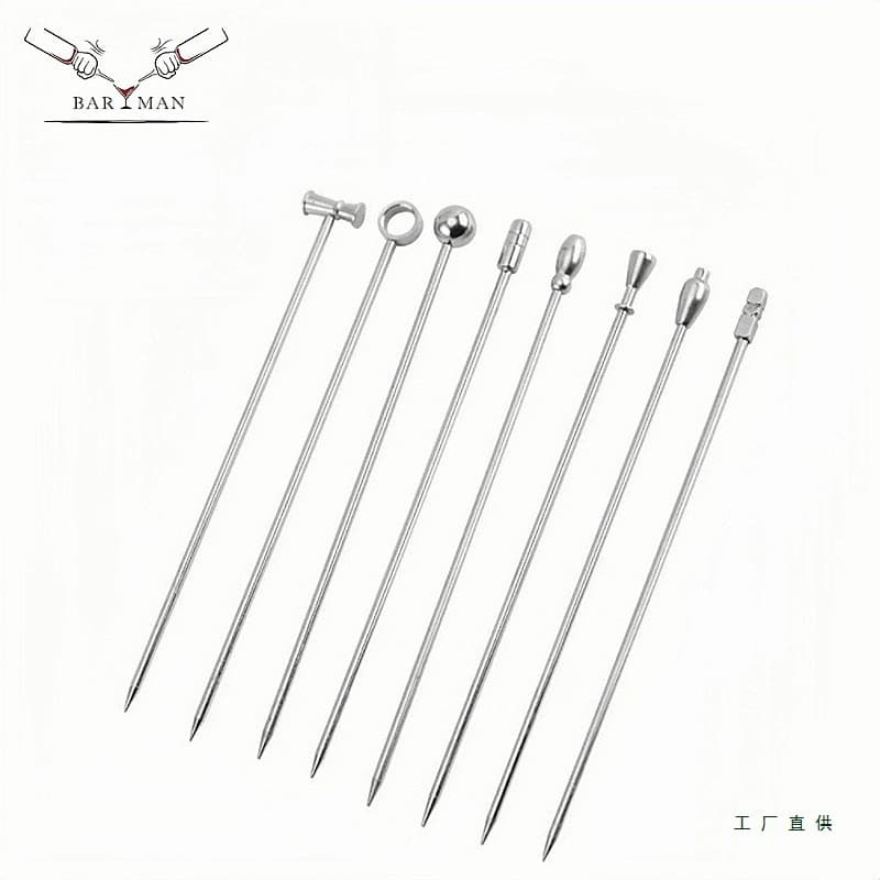 Bartender Stainless Steel Creative Martini Cocktail Picks, Decorative Olive Picks, Fruit Forks, Made in China