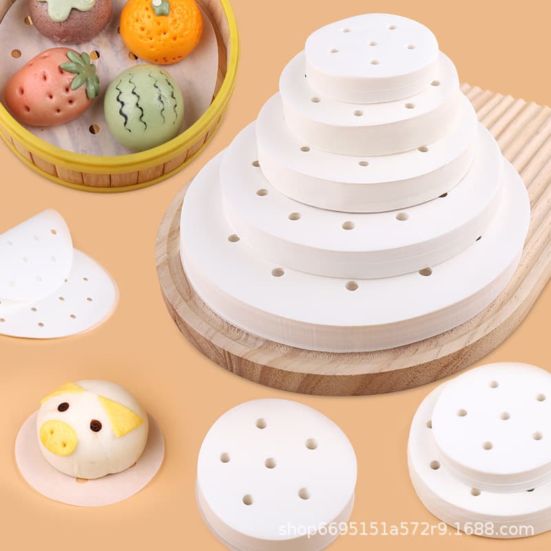 Food-Grade Steamer Paper, Disposable Commercial Steamer Liners for Buns and Baozi, Non-Stick Steamer Mat, Wholesale Stock Available