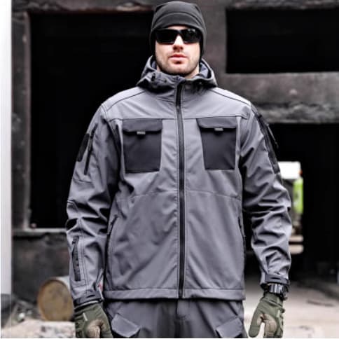 Outdoor Softshell Jacket Men's Fleece Lined Warm Tactical Waterproof American Style Spring Autumn Casual Fashion Coat