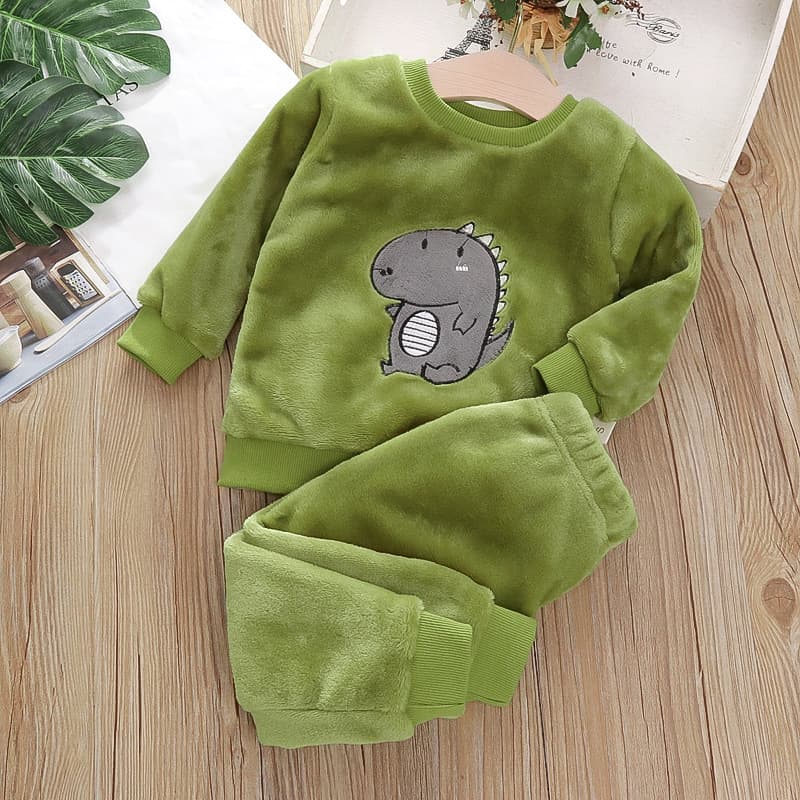 Baby home clothes set new baby children's clothing winter boys and girls autumn and winter flannel pajamas two-piece set