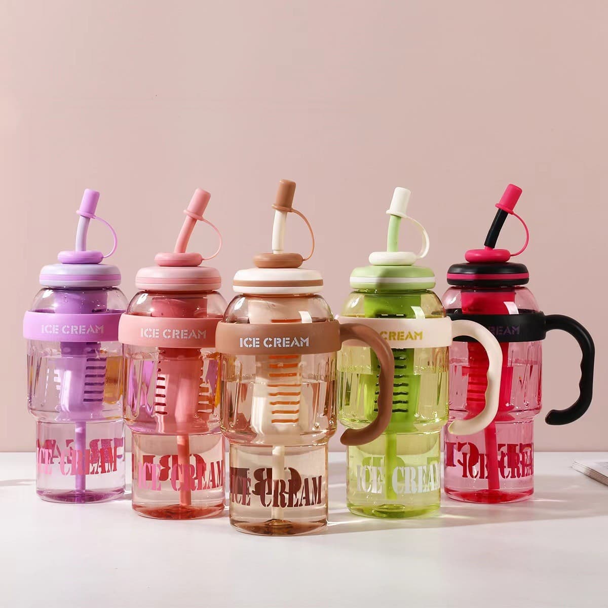 Internet celebrity Big Mac straw cup, summer large-capacity flower tea cup, high-looking portable ice cup, easy-to-use plastic water cup