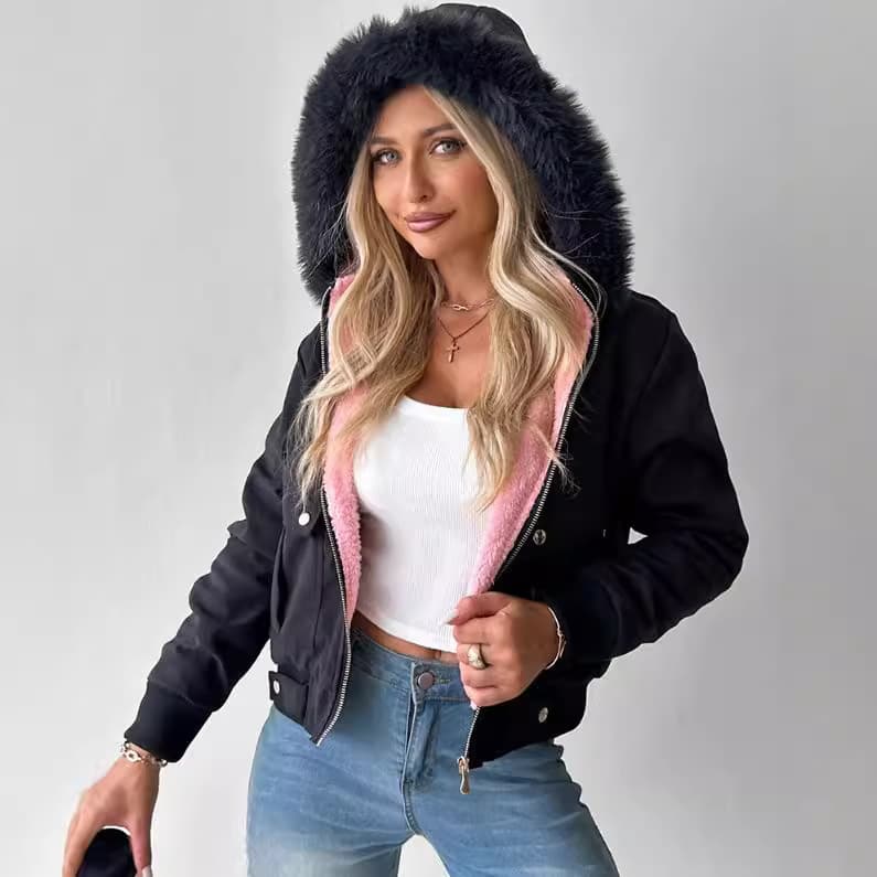 2024 autumn and winter Amazon cross-border casual jacket with furry lining women's clothing