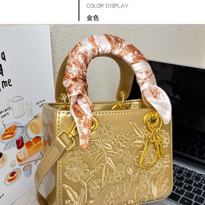 Cross-border Women's Bag 2025 New Fashion Versatile Shiny Heavy Embroidery Lady Dior Bag Handbag Shoulder Crossbody Bag