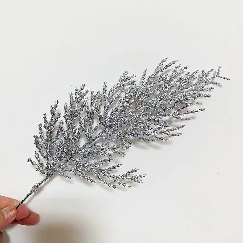 Artificial Gold Glitter Pine Needle Leaves Christmas Tree Decoration DIY Accessories Bouquet Wreath