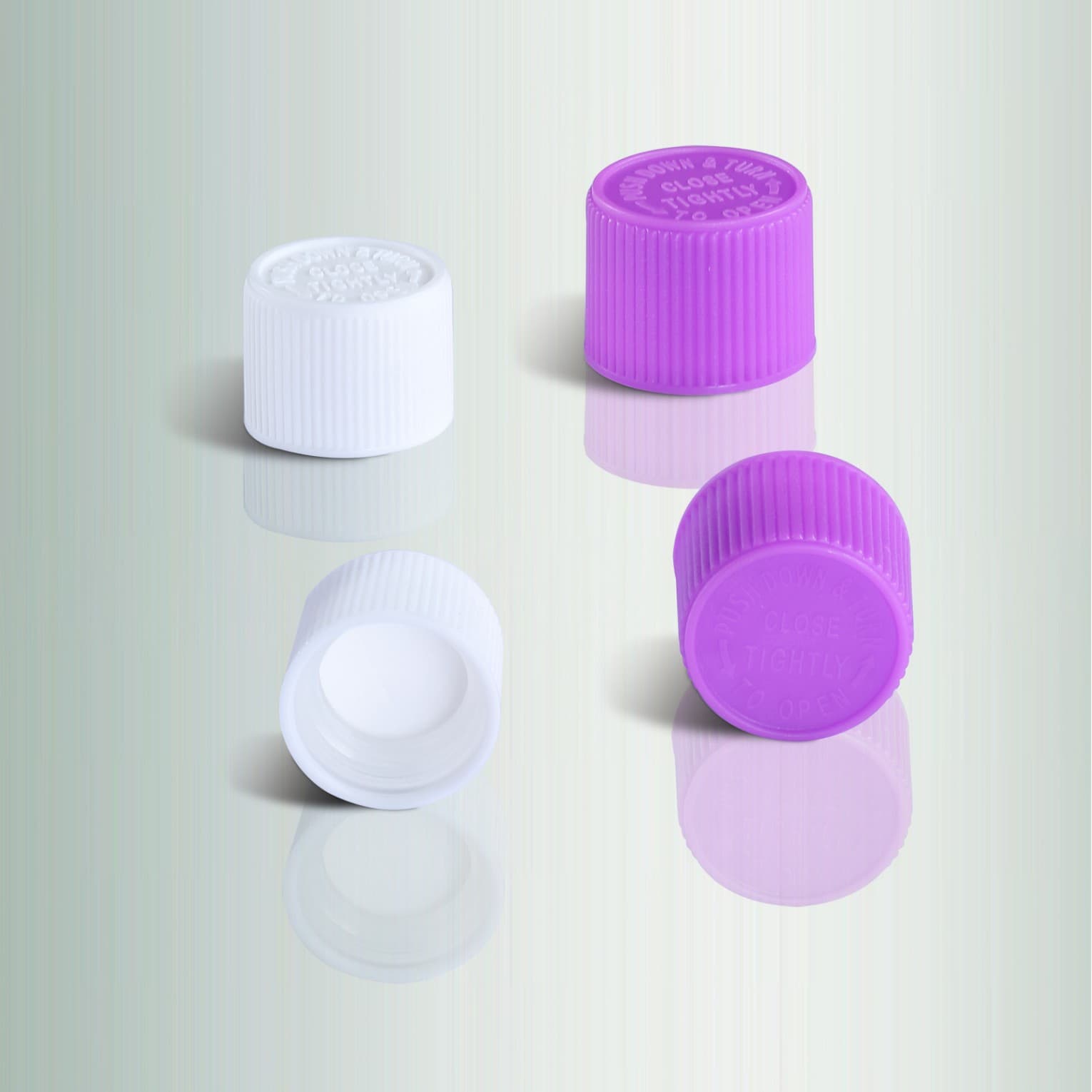 Direct from manufacturer: 16, 18 thread press-and-twist child-resistant safety caps, double-layer reagent bottle sealing lids.