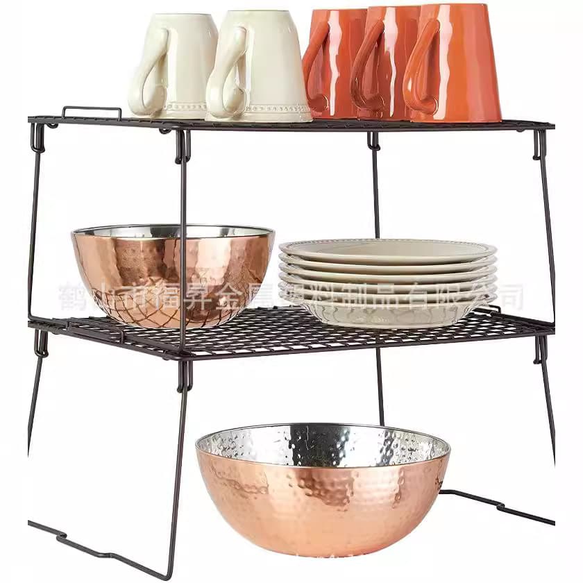 Metal Countertop Kitchen Cabinet Multi-Layer Stackable Table Shelf Spice Rack with Rail Bathroom Kitchen Coffee Table Storage Rack
