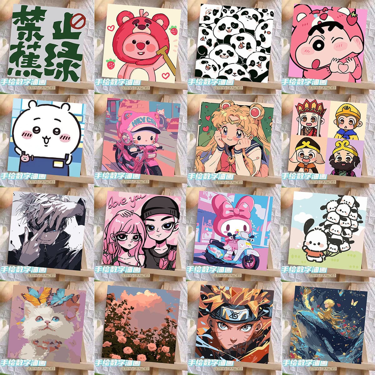 DIY children's digital oil painting, hand-painted, high-quality, healing cartoon oil painting, available for wholesale at stalls, small size 20*20cm.