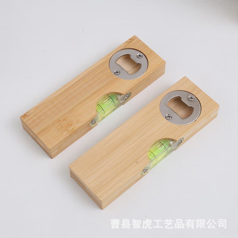 Simple Wooden Bottle Opener with Level, Home Beer Bottle Opener, Multi-Functional Bottle Opener