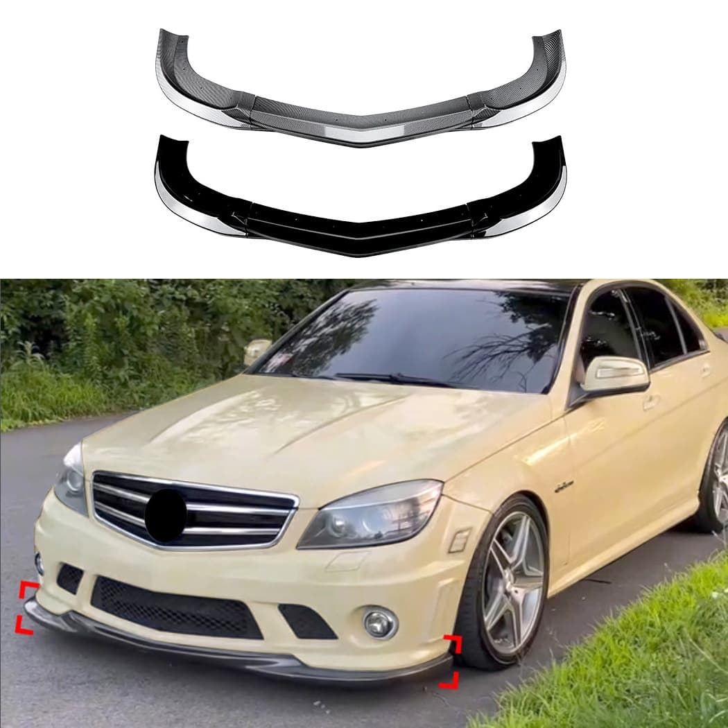 For Mercedes-Benz C-Class C63 AMG W204 Pre-facelift 2007-2010 Front Bumper Lip Spoiler Exterior Modification