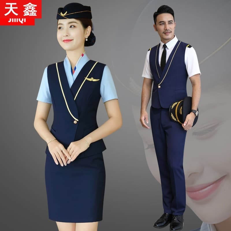 Flight Attendant Art Exam Uniform Women Training High-Speed Rail Crew Uniform Student Etiquette Airline Suit Hotel Front Desk Workwear