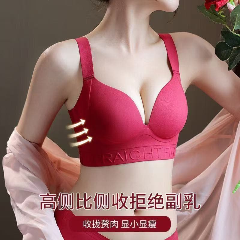 Southeast Asia Cross-border Seamless Large Size Underwear Women's Big Breasts Show Small Ben Ming Nian Push-Up Anti-Sagging Anti-Expansion Bra