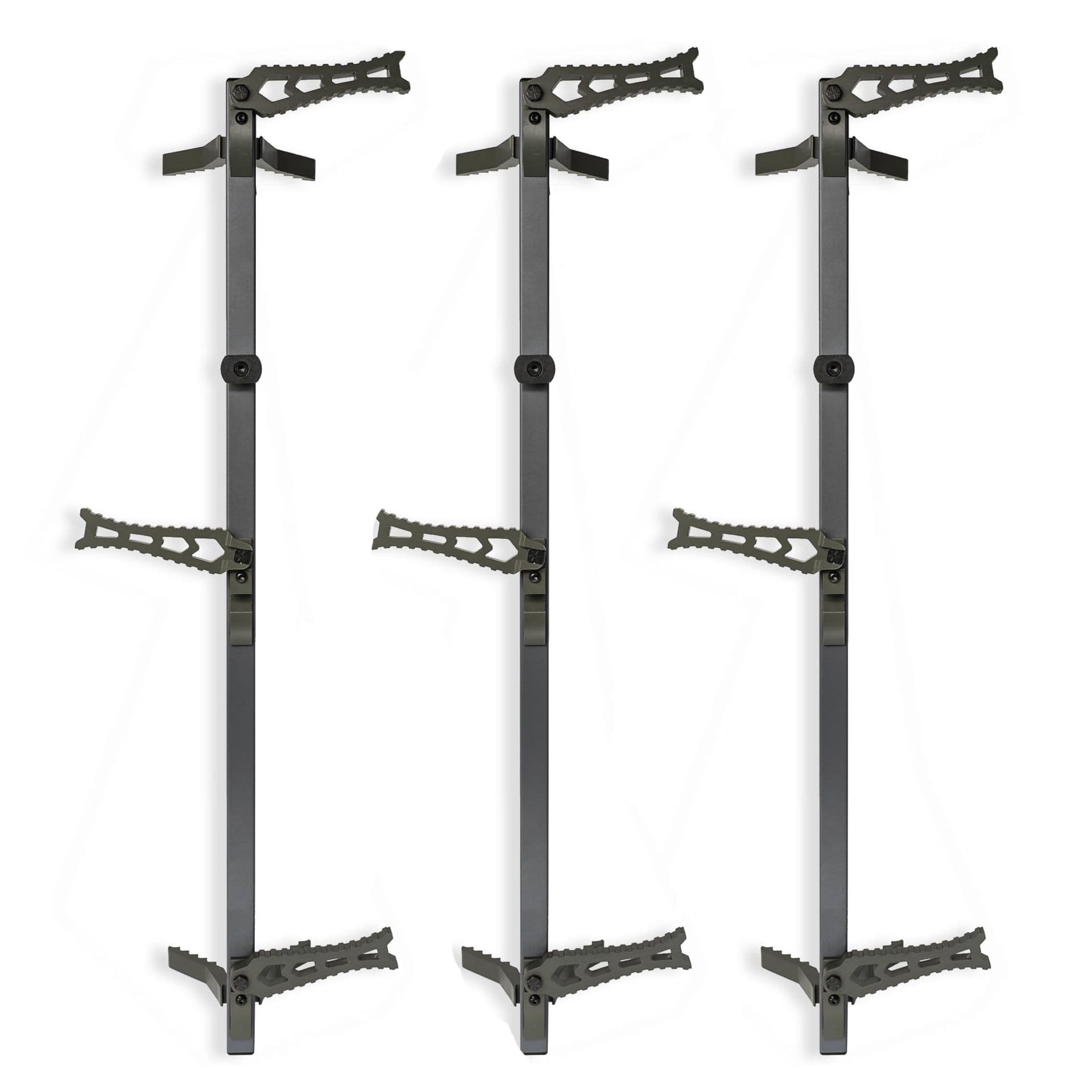 Aluminum climbing poles for hunting - set of 3 - storm gray with green ladder, 34