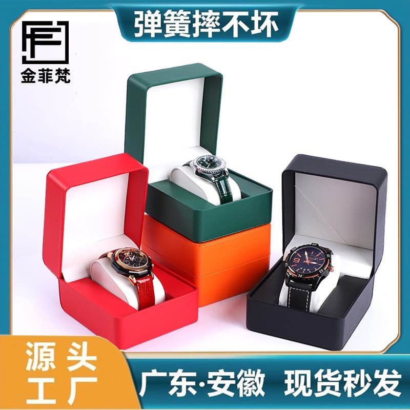 Cross-border Lychee Pattern Rounded Corner Watch Box, Premium Wristwatch Packaging Box, Green Watch and Bracelet Storage Box, Convenient Watch Box