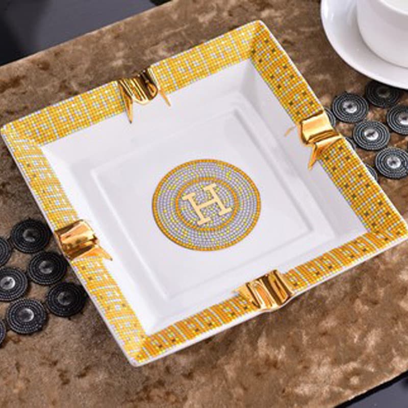 Marble Pattern Cigar Ashtray European Ceramic Luxury Large Ashtray Creative Living Room Club Stock Clearance